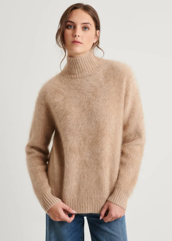 Brushed Cashmere Ribbed Turtleneck