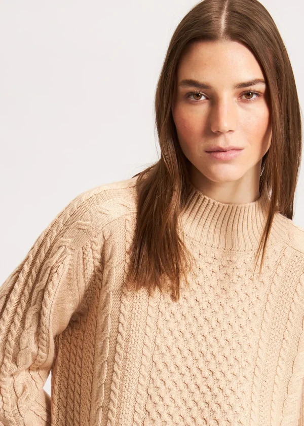 Cable Knit Mock Neck Sweater