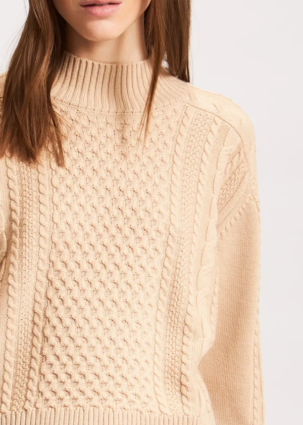 Cable Knit Mock Neck Sweater