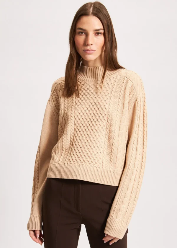 Cable Knit Mock Neck Sweater