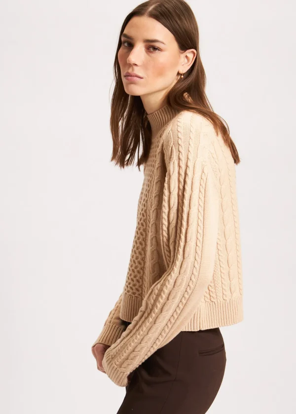 Cable Knit Mock Neck Sweater