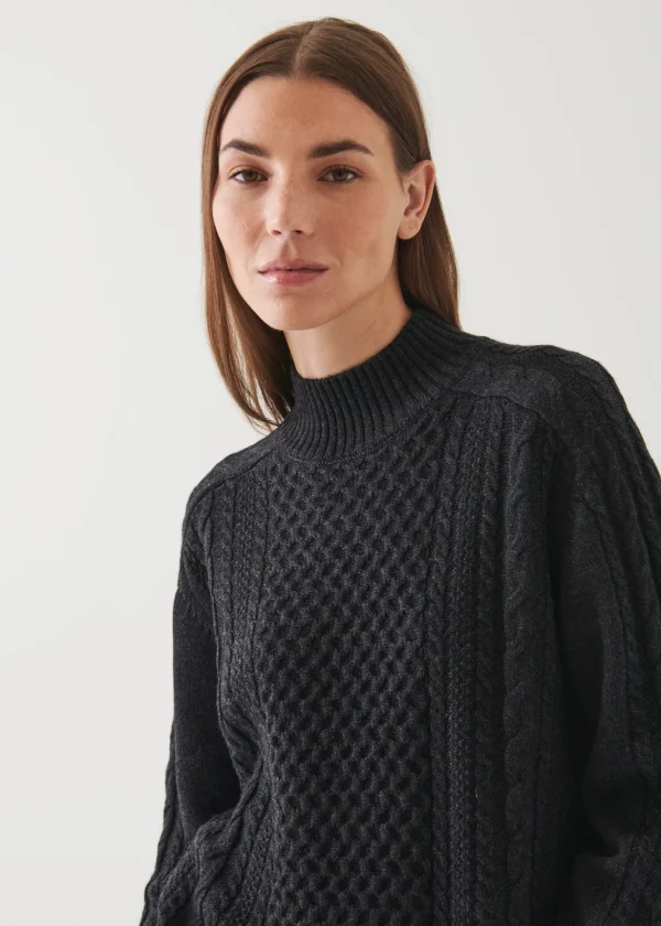 Cable Knit Mock Neck Sweater