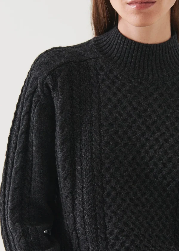 Cable Knit Mock Neck Sweater