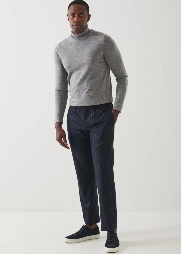 Chalk Stripe Wool Drawstring Pant