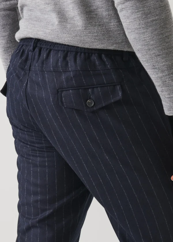 Chalk Stripe Wool Drawstring Pant