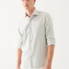 Cotton Blend Melange Button Up Shirt