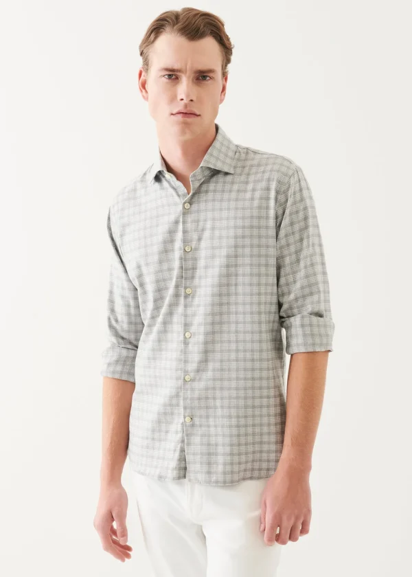 Cotton Blend Plaid Button Up Shirt