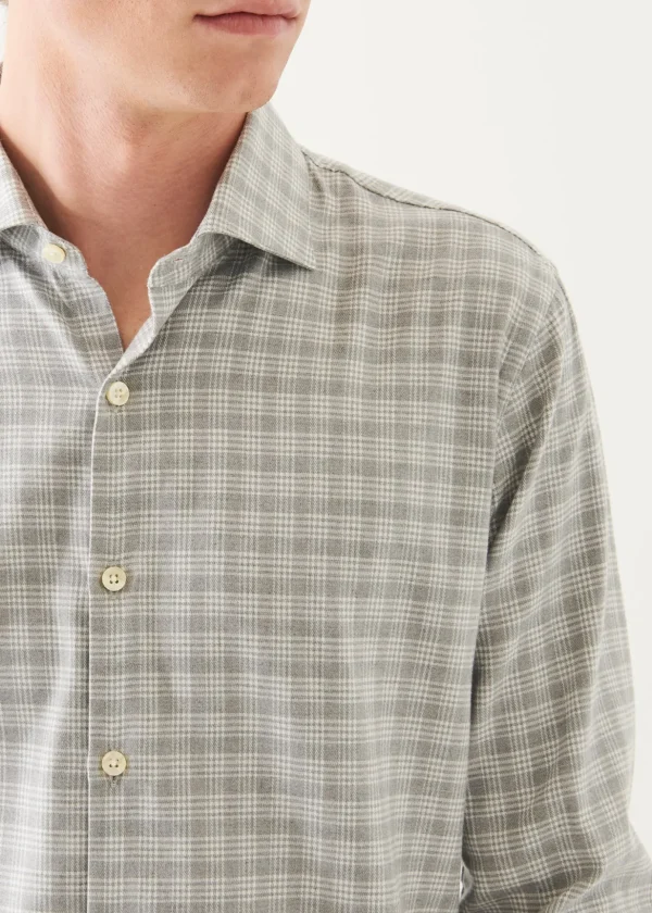 Cotton Blend Plaid Button Up Shirt