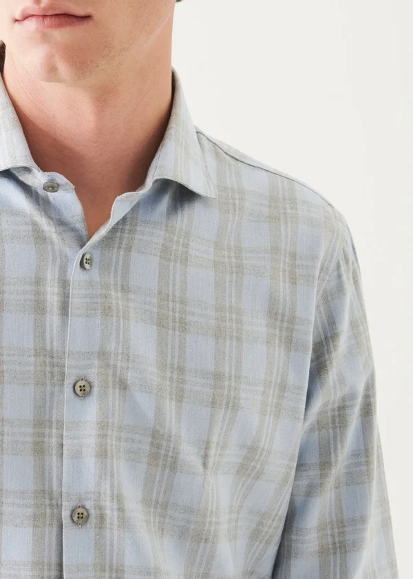 Cotton Blend Plaid Button Up Shirt