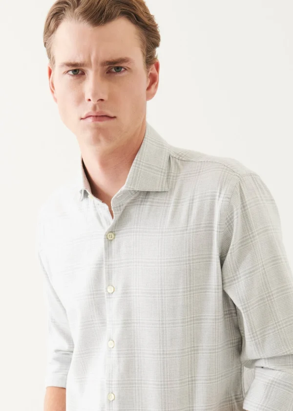 Cotton Blend Plaid Button Up Shirt