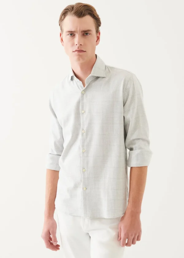 Cotton Blend Plaid Button Up Shirt