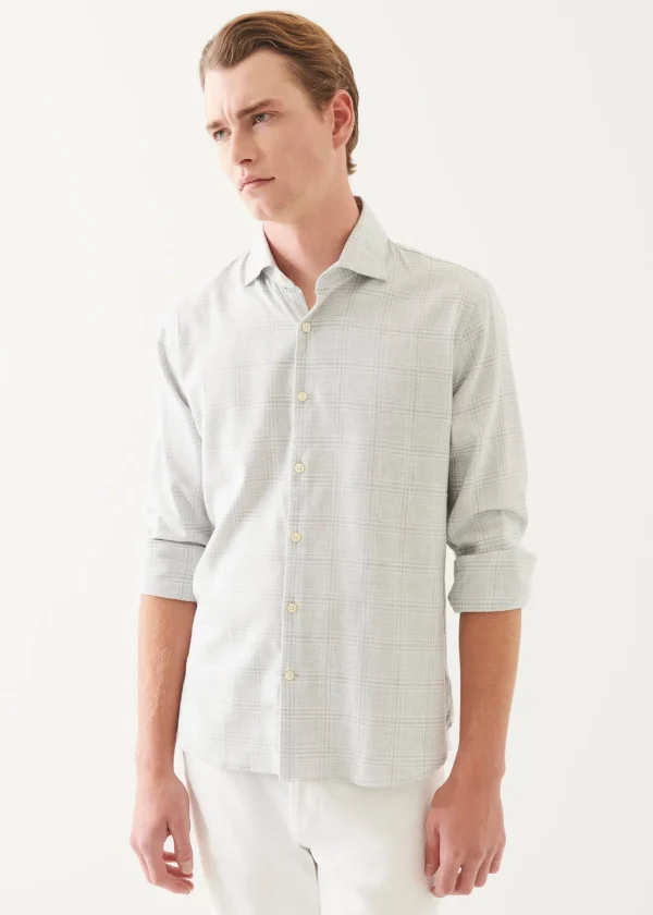 Cotton Blend Plaid Button Up Shirt