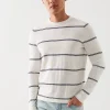 Cotton Blend Striped Crewneck Sweater