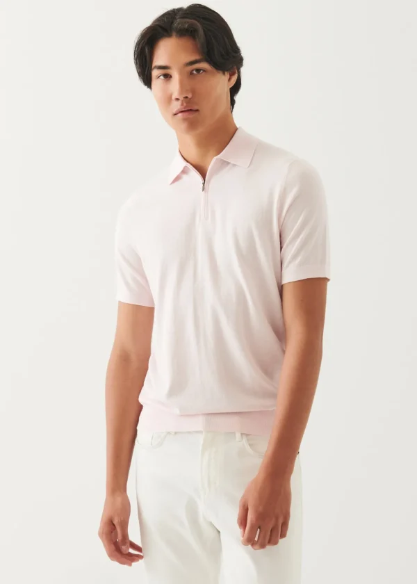 Cotton Cashmere Quarter Zip Polo