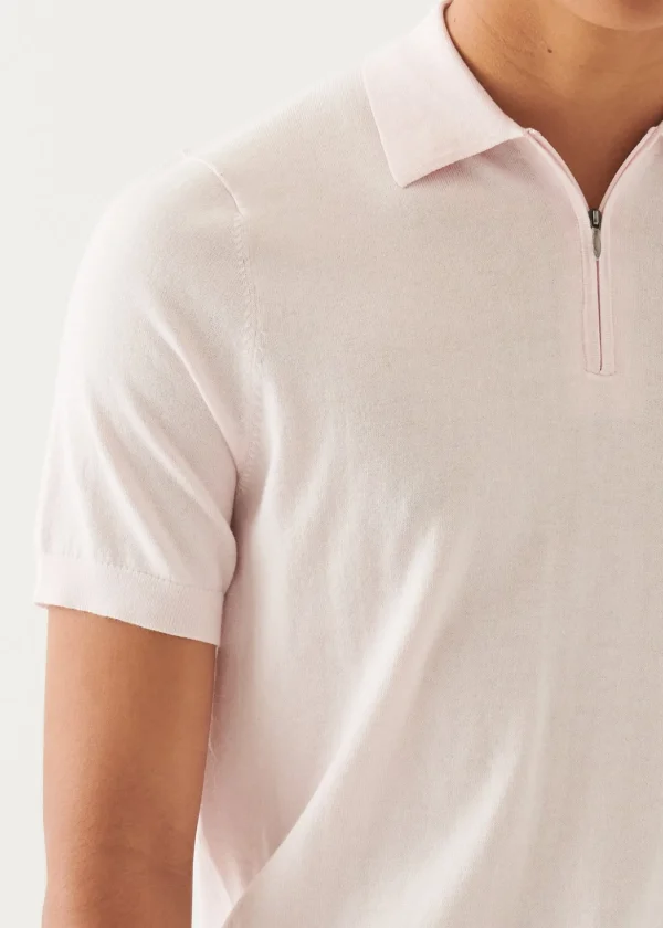 Cotton Cashmere Quarter Zip Polo