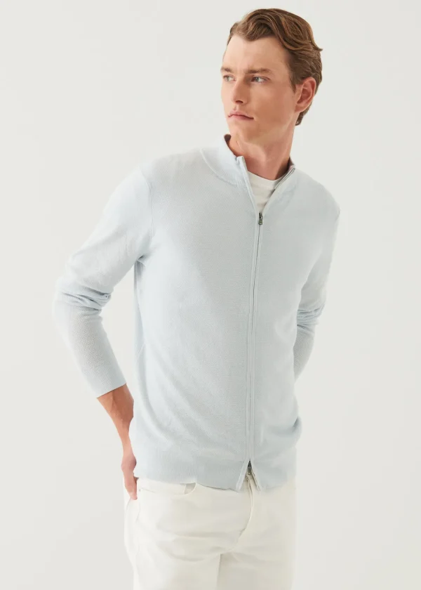 Cotton Cashmere Seed Stitch Full Zip Cardigan