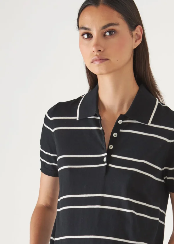 Cotton Cupro Striped Short Sleeve Polo