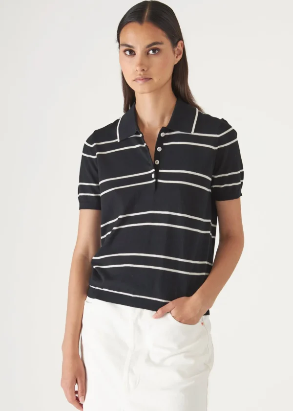 Cotton Cupro Striped Short Sleeve Polo