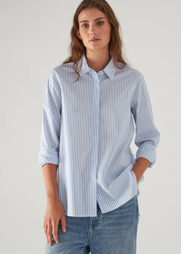 Cotton Stretch Striped Shirt