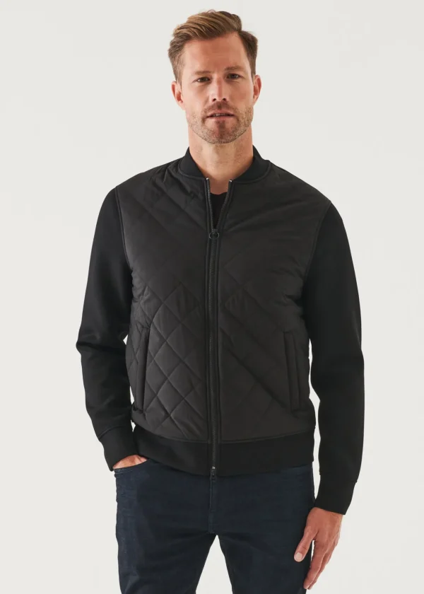 Diamond Quilted Zip-Up Bomber Jacket