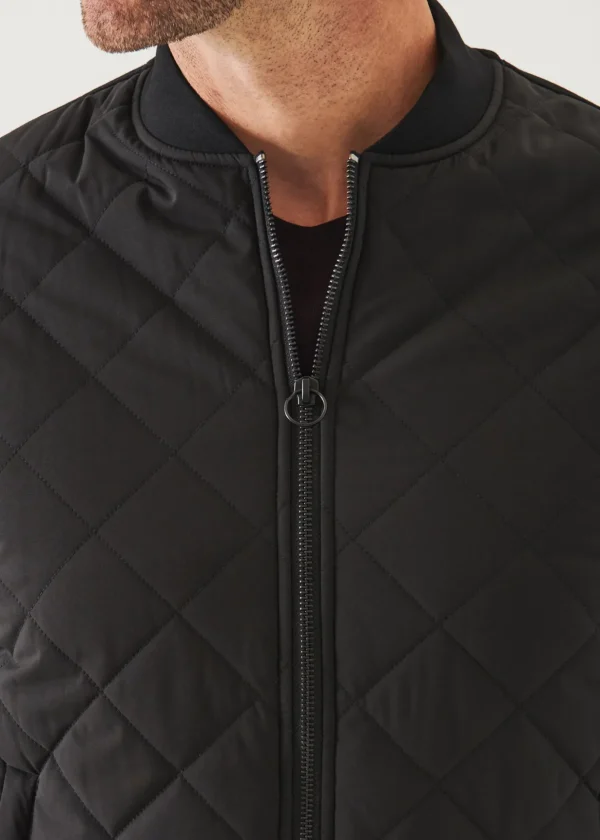 Diamond Quilted Zip-Up Bomber Jacket