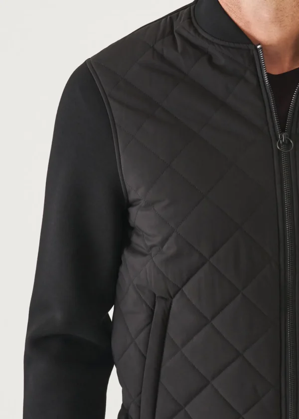 Diamond Quilted Zip-Up Bomber Jacket