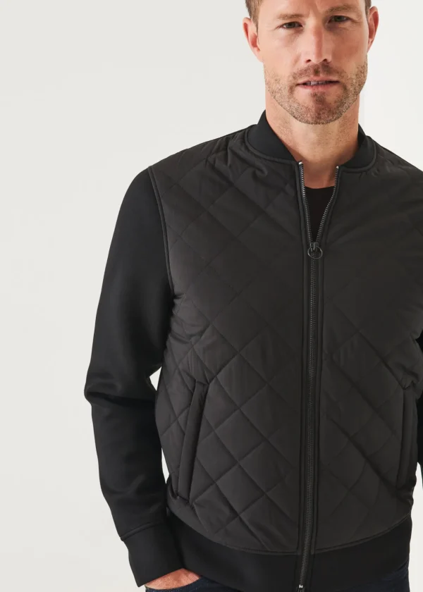 Diamond Quilted Zip-Up Bomber Jacket