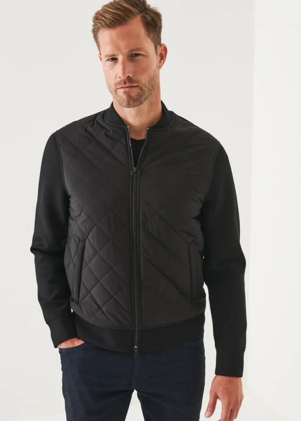 Diamond Quilted Zip-Up Bomber Jacket