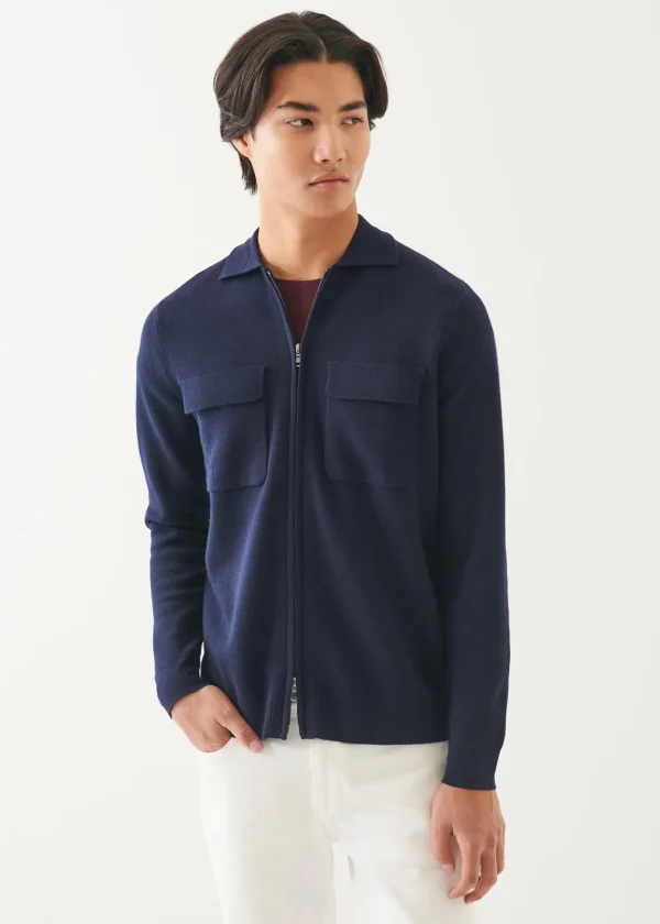 Double Face Merino Full Zip Shirt Jacket