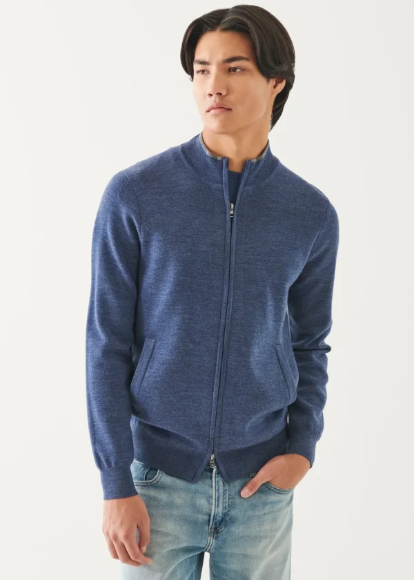 Double Face Merino Zip Up Cardigan