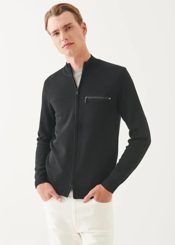 Double Face Merino Zip Up Cardigan