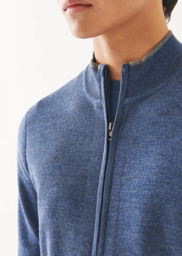 Double Face Merino Zip Up Cardigan