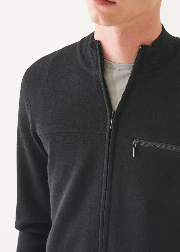 Double Face Merino Zip Up Cardigan