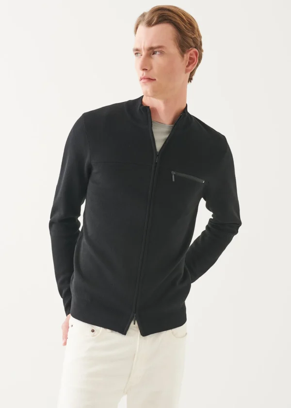 Double Face Merino Zip Up Cardigan