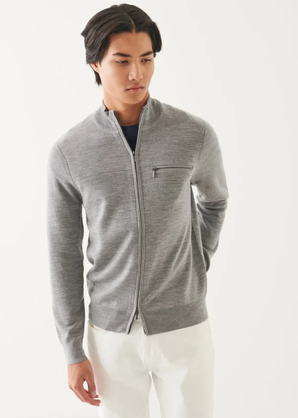 Double Face Merino Zip Up Cardigan