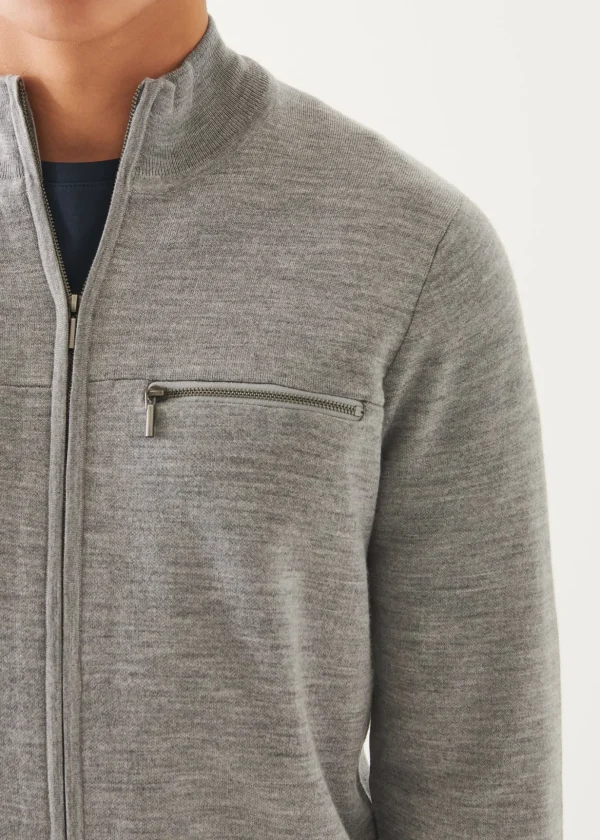 Double Face Merino Zip Up Cardigan