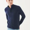 Double-Face Button Mock Neck