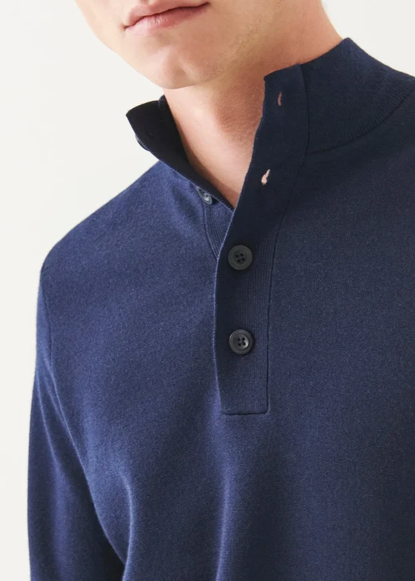 Double-Face Button Mock Neck