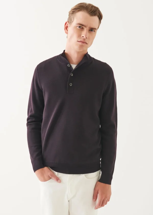 Double-Face Button Mock Neck