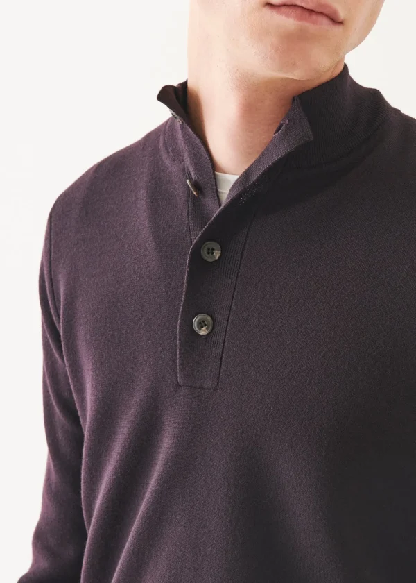 Double-Face Button Mock Neck