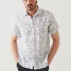 Etched Floral Print Linen Shirt