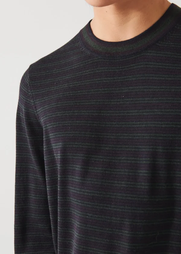 Extra-Fine Merino Multi Stripe Crewneck