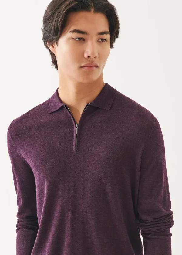 Extra-Fine Merino Quarter Zip Polo