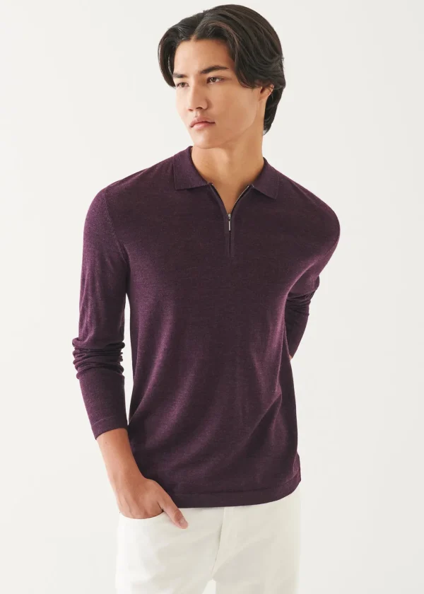 Extra-Fine Merino Quarter Zip Polo