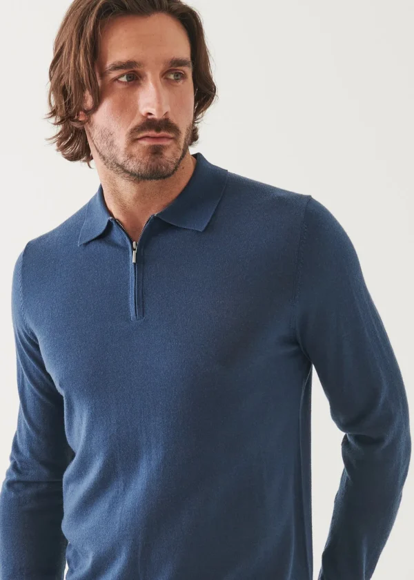 Extra-Fine Merino Quarter Zip Polo