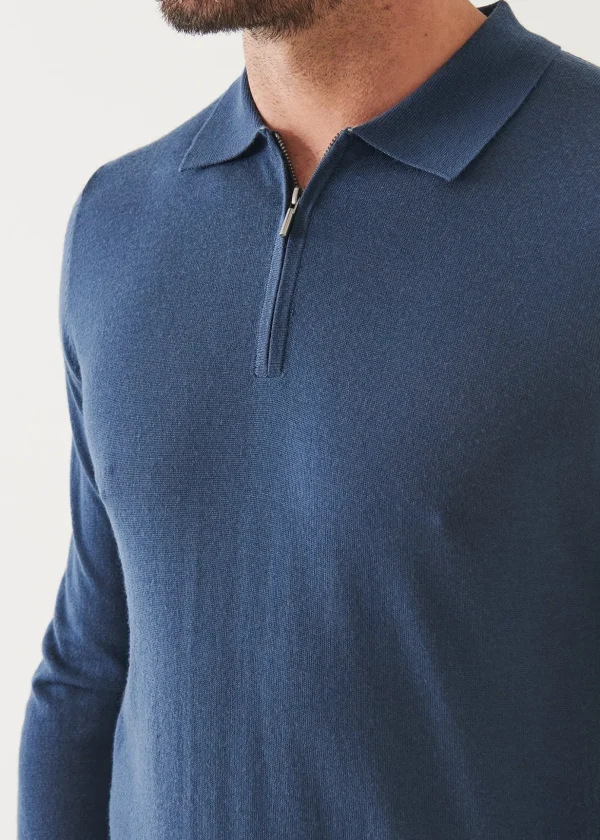 Extra-Fine Merino Quarter Zip Polo