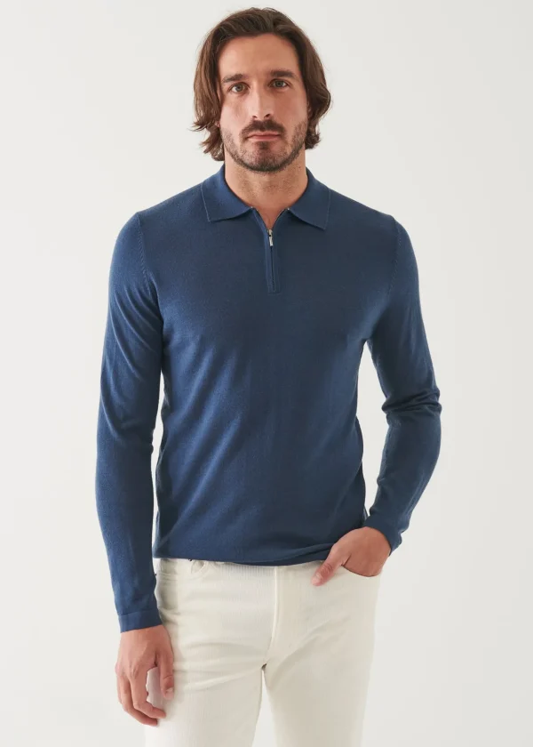 Extra-Fine Merino Quarter Zip Polo