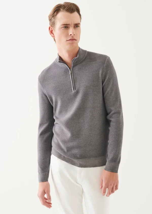 Extra-Fine Merino Textured Quarter Zip