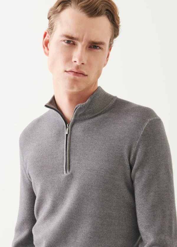 Extra-Fine Merino Textured Quarter Zip