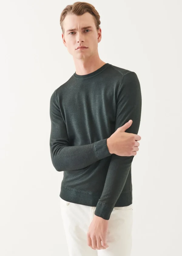 Extra-Fine Merino Vintage Wash Ribbed Hem Crewneck